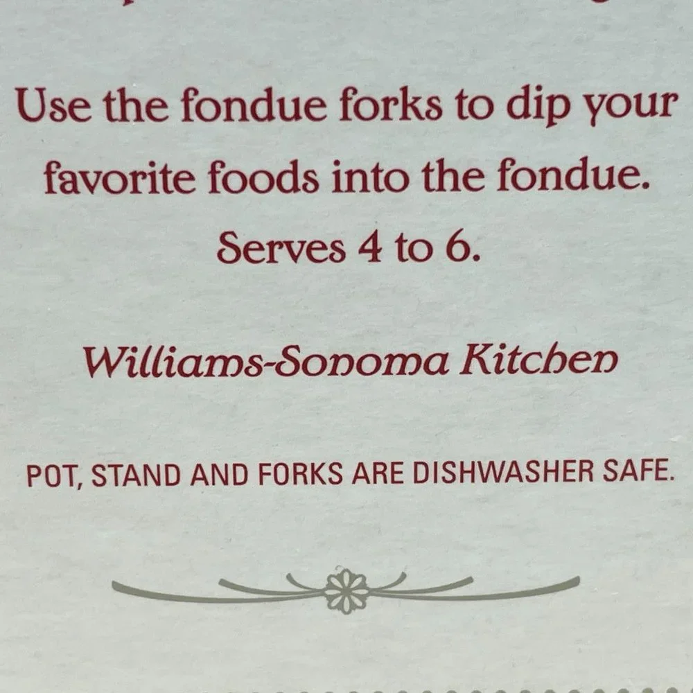 NWTIB Williams-Sonoma Fondue Set, 6 Forks, TeaLight, Stand, Pot = 3.5" T x 5" W - Picture 8 of 10